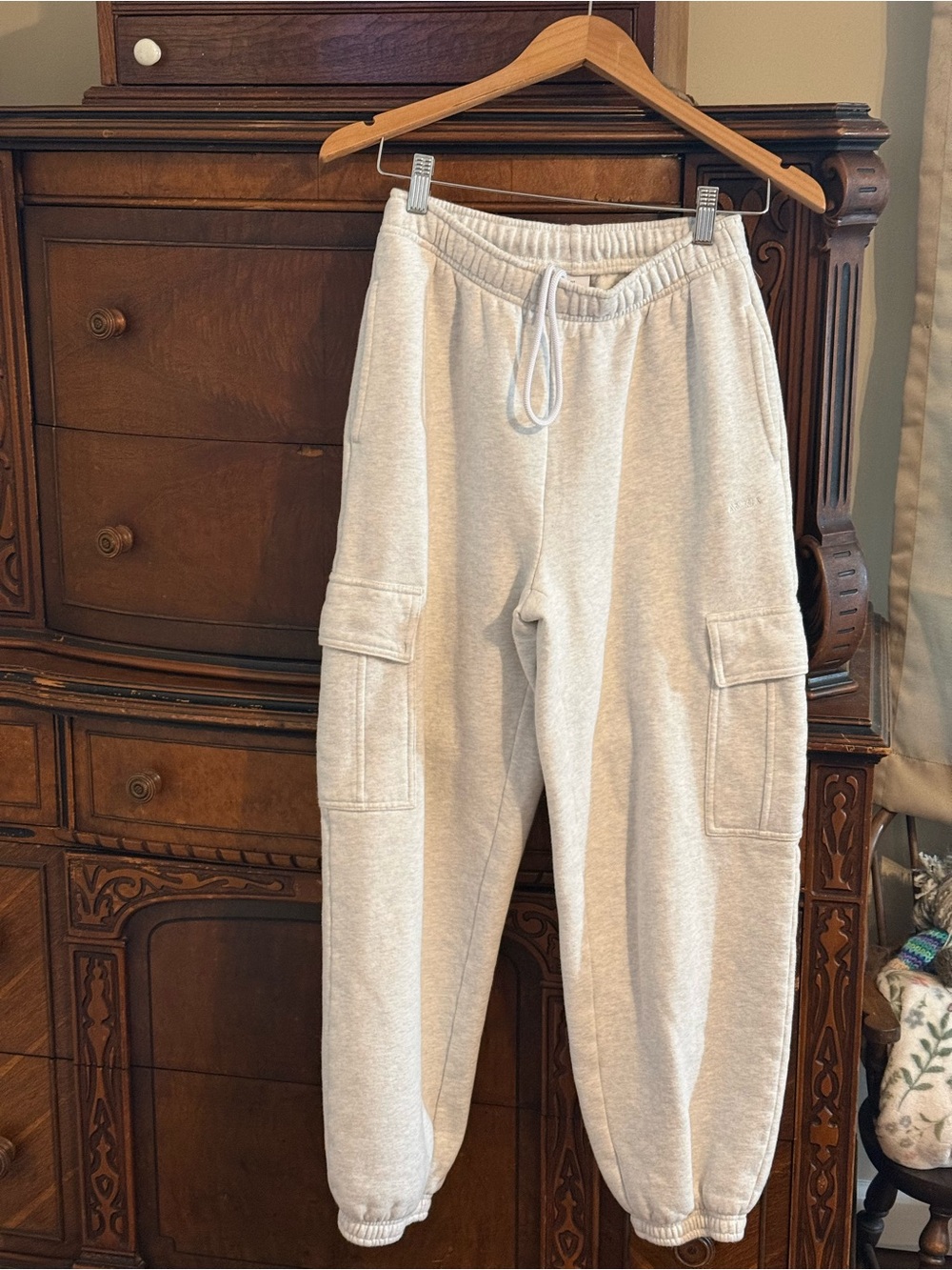 Aritzia Heather Gray Embroidered Logo Sweatshirt